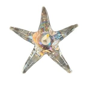 Vintage Silvestri mouth blown art glass starfish paperweight iridescence